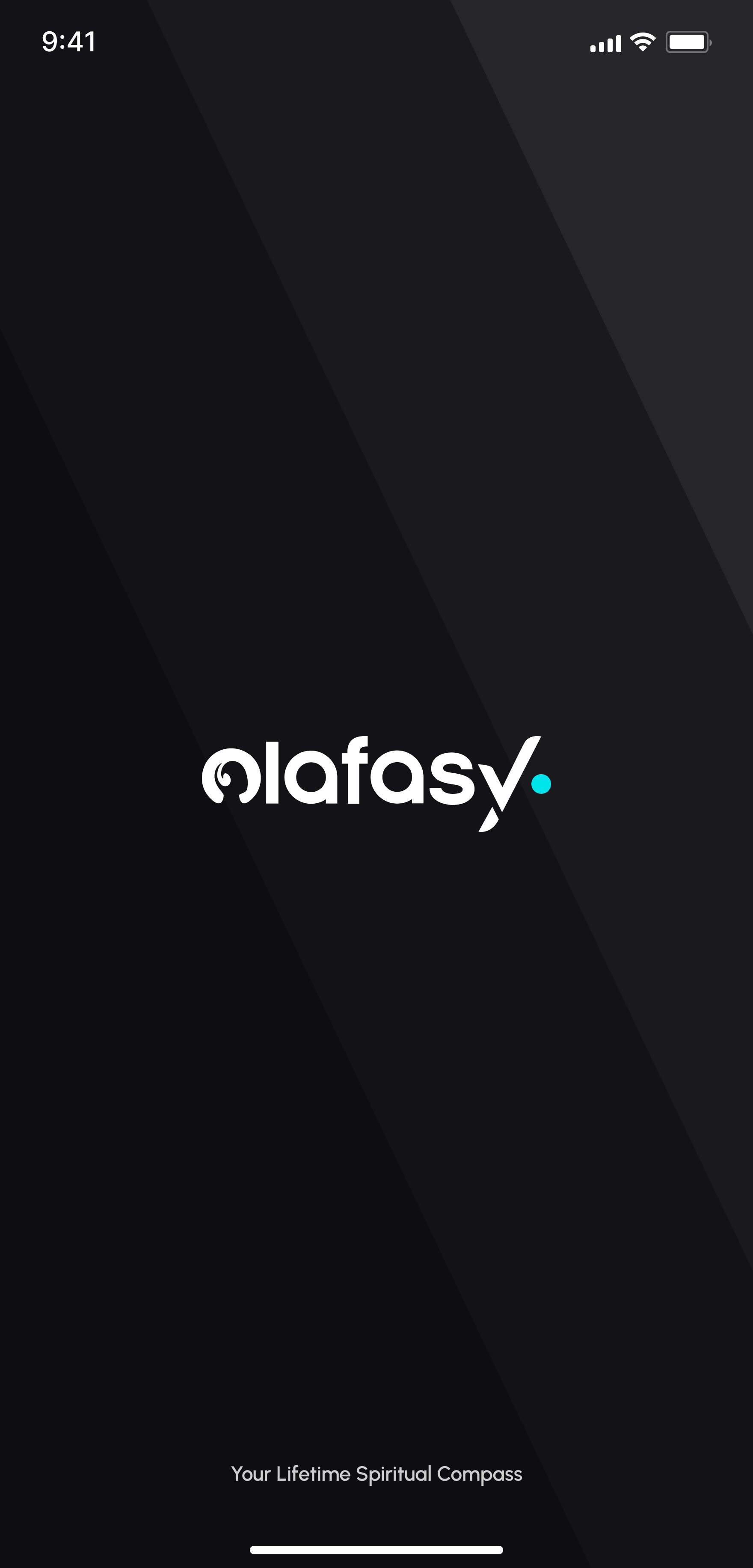 Alafasy splash screen with logo and tagline