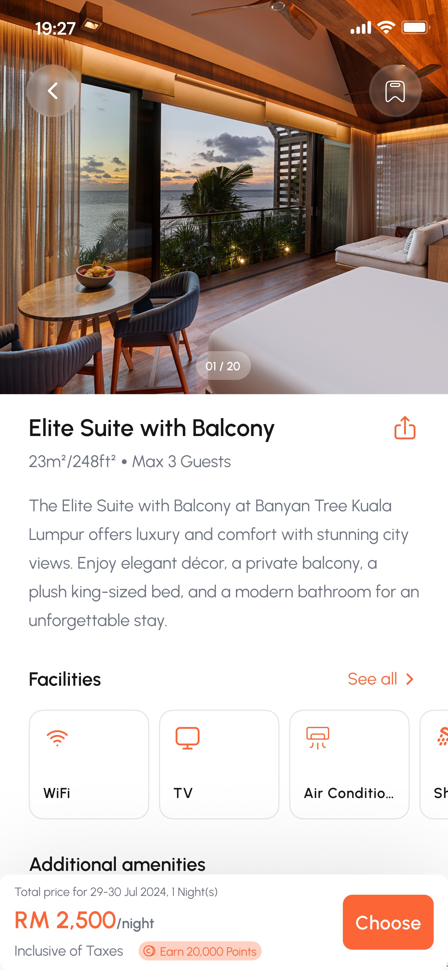 On The Go app hotel detail screen