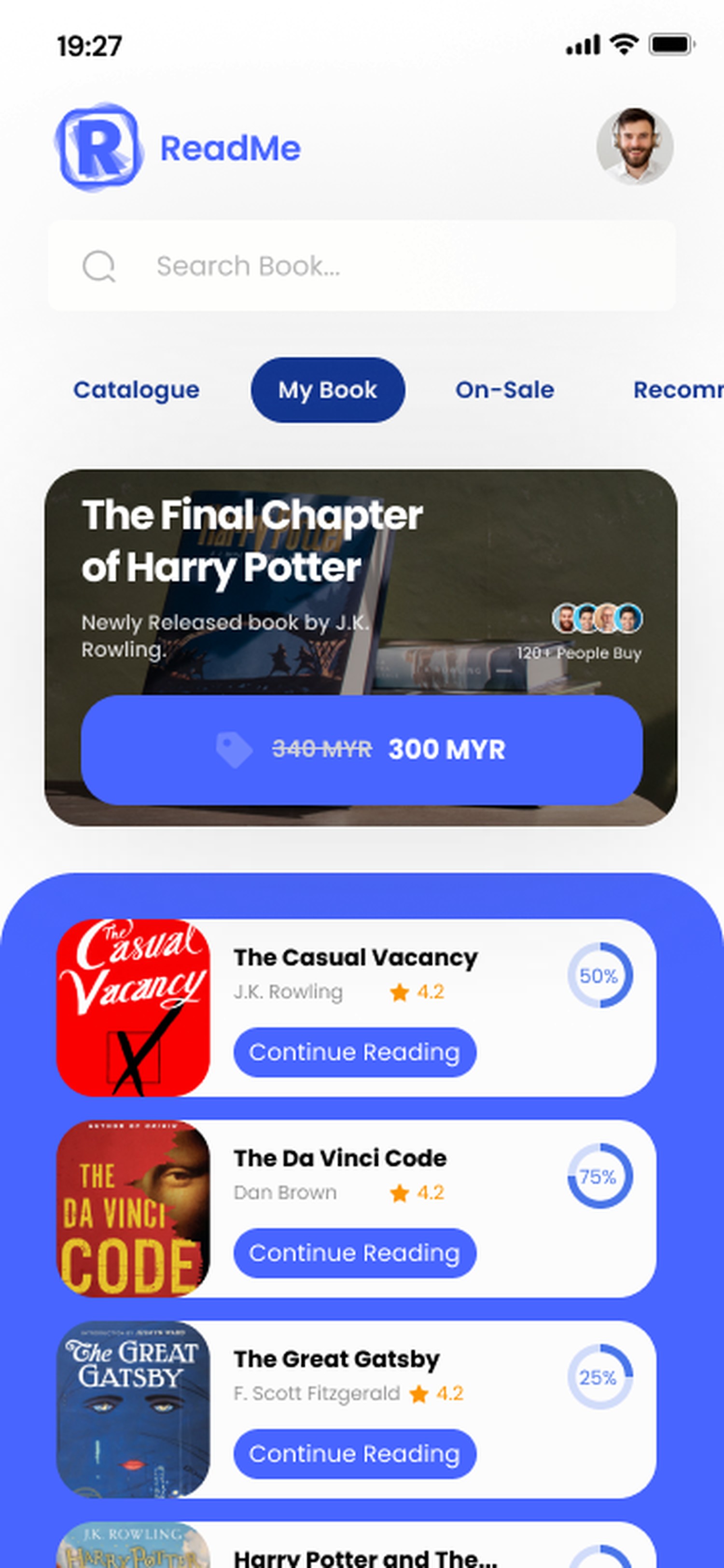 ReadMe app My Book library screen