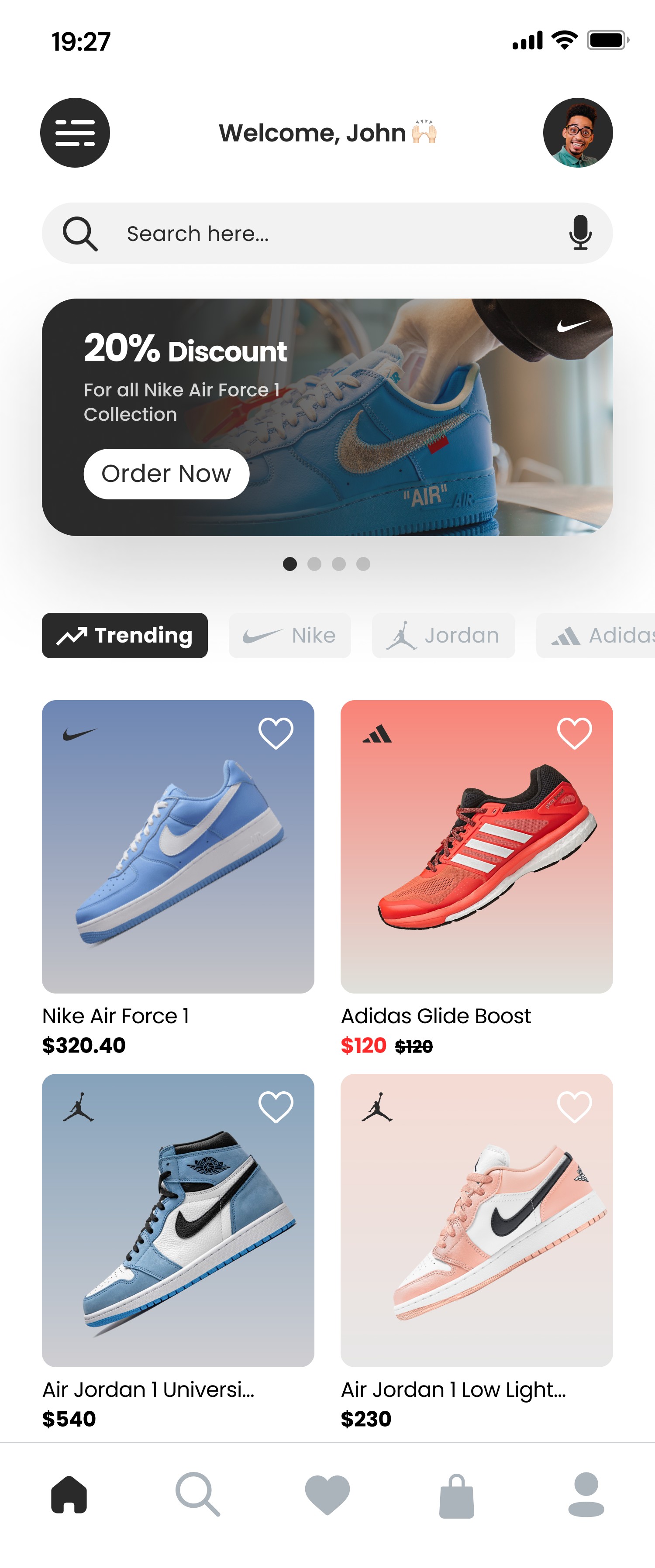 SneakersHub mobile app home screen