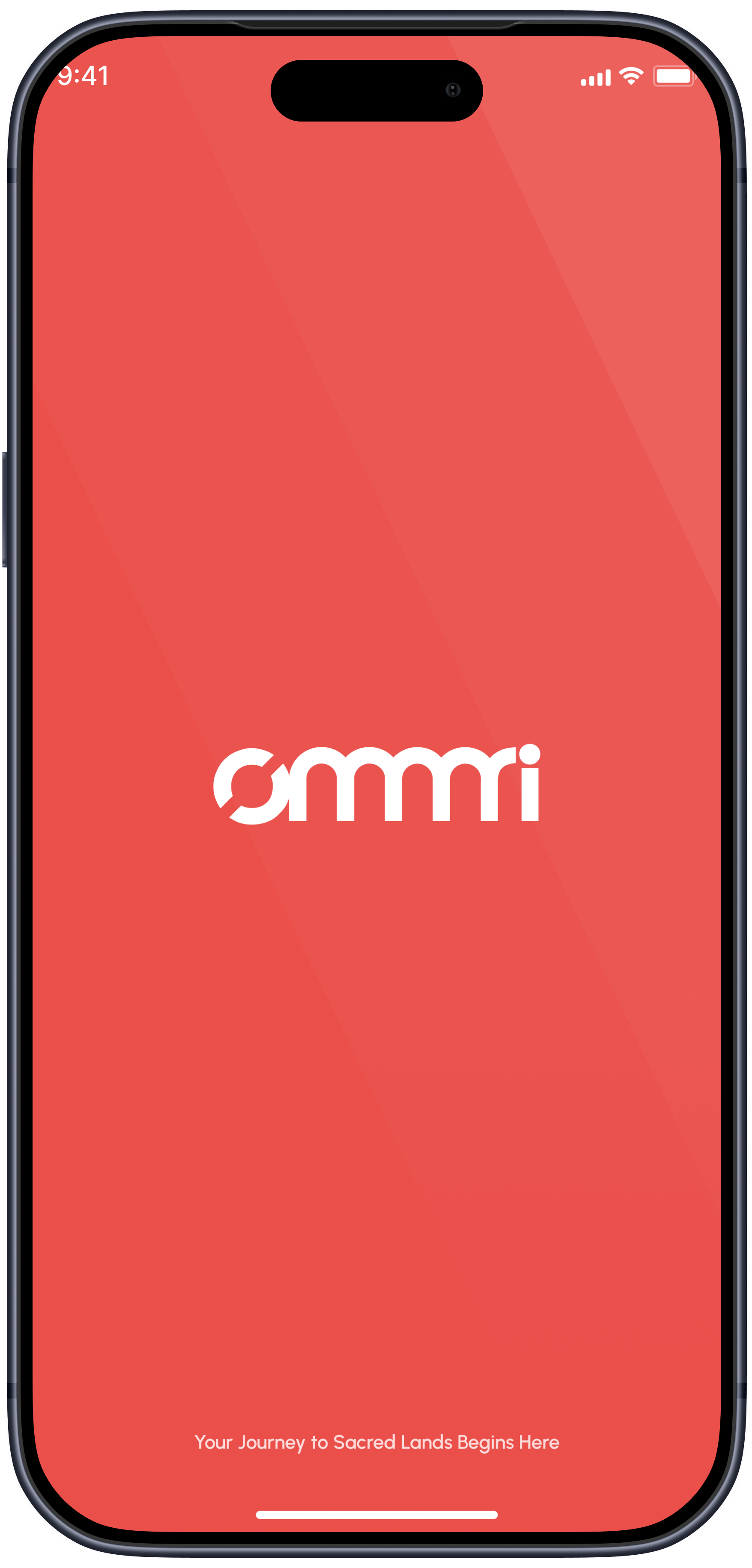 Ommri splash screen shown in an iPhone frame