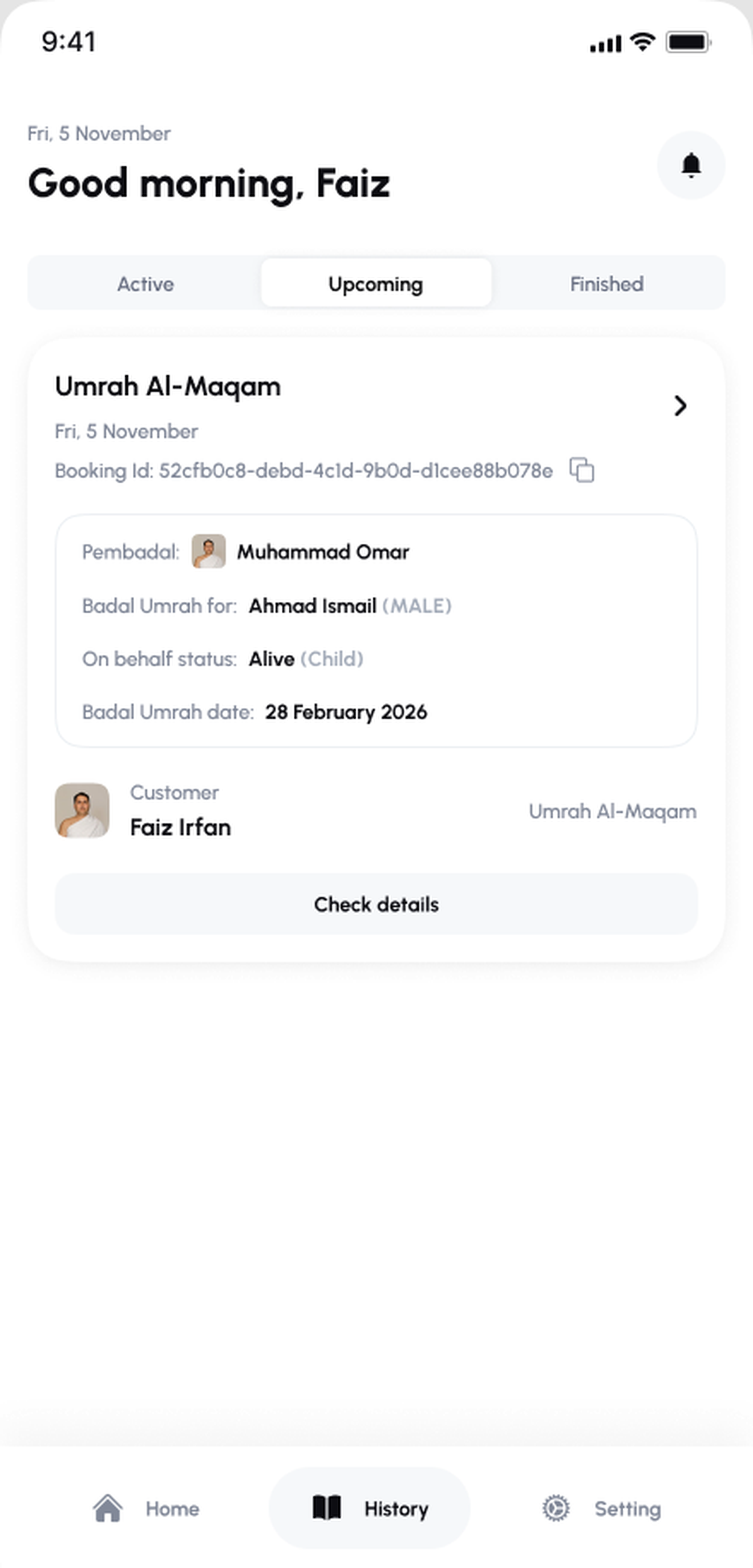 Ommri Badal Umrah pembadal history screen of past assignments