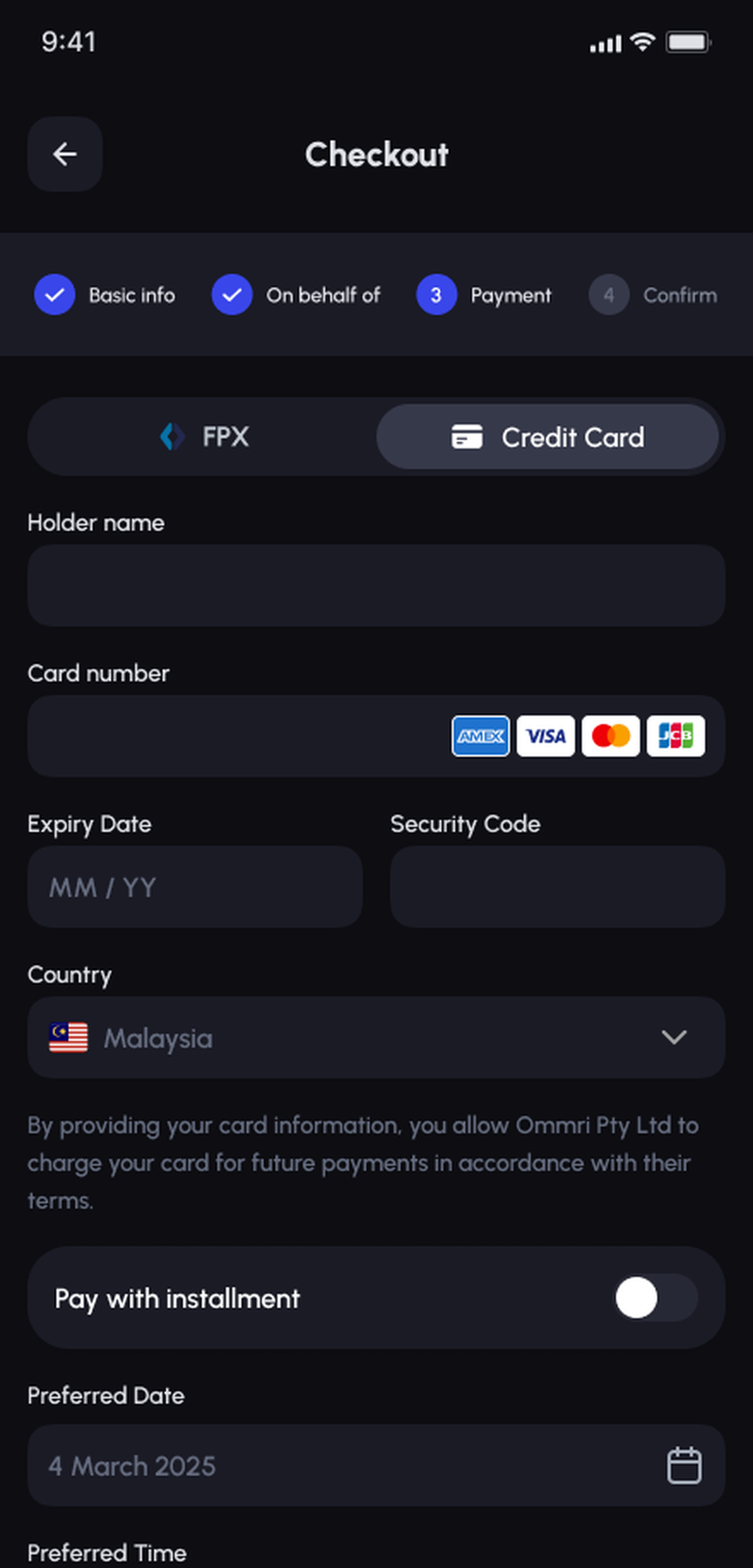 Ommri Badal Umrah preferred date and time picker for a live video call