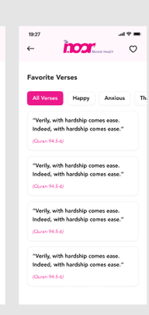 TheNoor favorite verses list filterable by mood